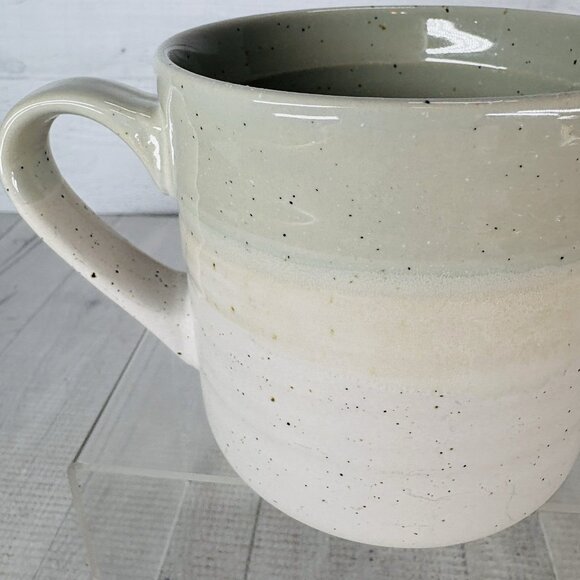 Baum Brothers HEARTH Seafoam Sponge Speckle Beige 15oz Stoneware Cups Mugs Set 4 - Picture 15 of 16
